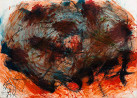 Rote Fingerschmiere  (Hand und Fingermalerei) - 1975, pittura a olio su cartone, 73 x 102 cm