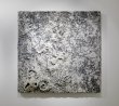 Evaporazioni notturne, 2013, 100 x 100 cm. Cartapesta, zolfo, nero fumo, bianco titanio