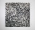 Evaporazioni notturne, 2013, 100 x 100 cm. Cartapesta, zolfo, nero fumo, bianco titanio